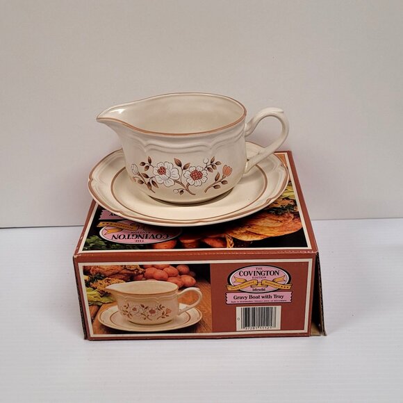 The Covington Edition Idlewild Gravy Boat with Underplate Stoneware Japan - Picture 4 of 7